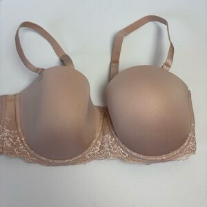 Torrid Curve Tan Lace Trimmed Bra with Underwire Support 38DD
